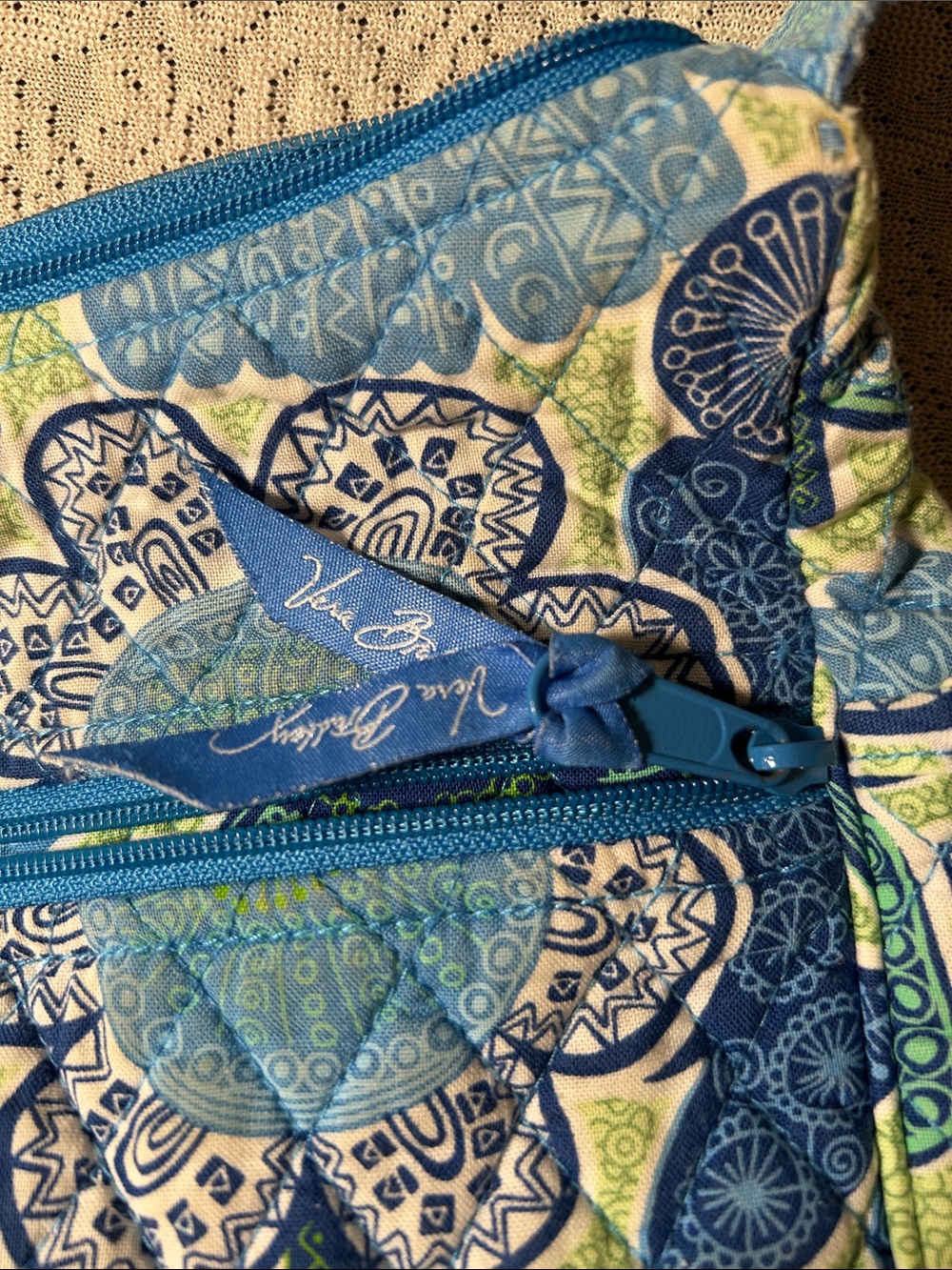 Vera Bradley Quilted Floral Crossbody Bag in Blue and Green - Picture 2 of 8